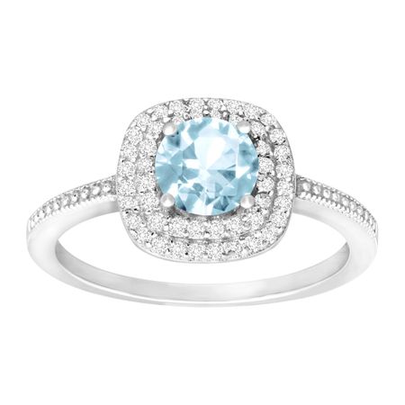 1 1/4 ct Sky Blue Topaz & Cubic Zirconia Halo Ring