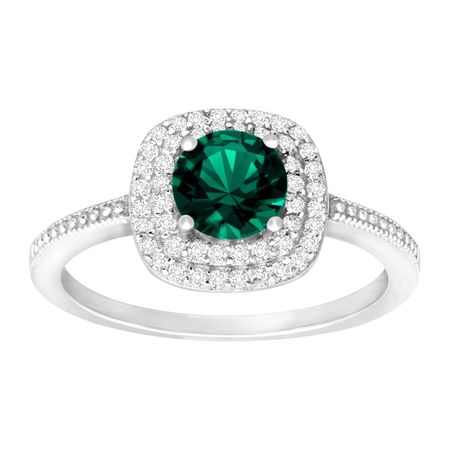 1 3/8 ct Emerald & Cubic Zirconia Halo Ring
