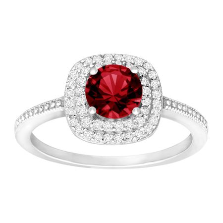 1 1/3 ct Ruby & Cubic Zirconia Halo Ring