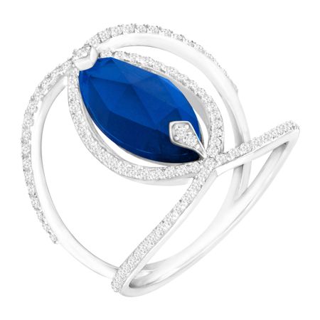 4 7/8 ct Sapphire & CZ Negative Space Ring