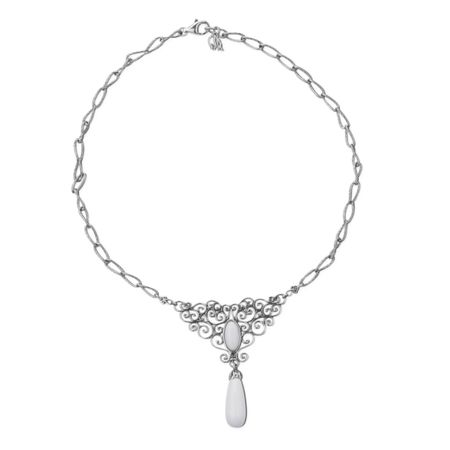 White Agate Filigree Necklace