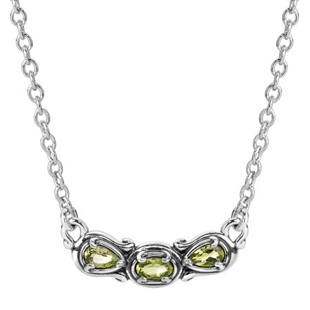 Simply Fabulous Peridot Three-Stone Smile Necklace