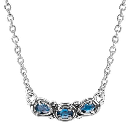 Simply Fabulous London Blue Topaz Three-Stone Smile Necklace