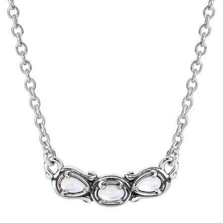 Simply Fabulous Mother-of-Pearl Three-Stone Smile Necklace