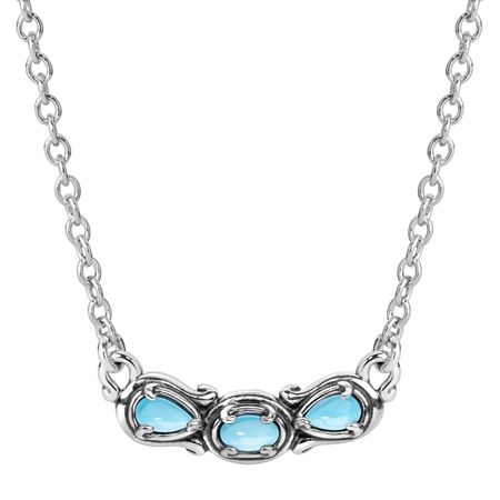 Simply Fabulous Turquoise Three-Stone Smile Necklace