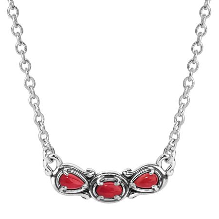 Simply Fabulous Coral Three-Stone Smile Necklace