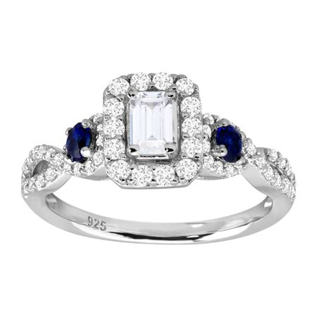 2 ct Cubic Zirconia & Sapphire Engagement Ring