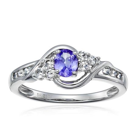 Oval Tanzanite & White Topaz Ring
