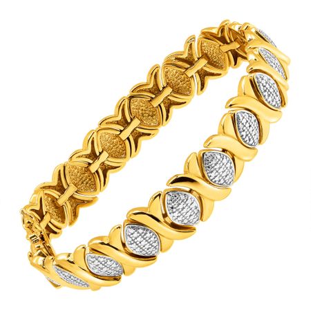 'XO' Two-Tone Link Bracelet with Diamond