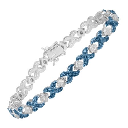 Tennis Bracelet with Blue Diamond