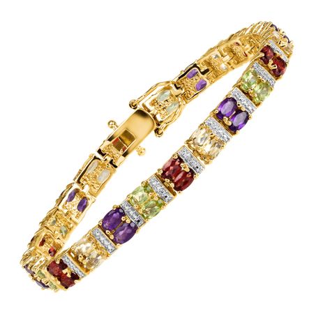 7 3/4 ct Multi-Stone Two-Row Bracelet with Diamond