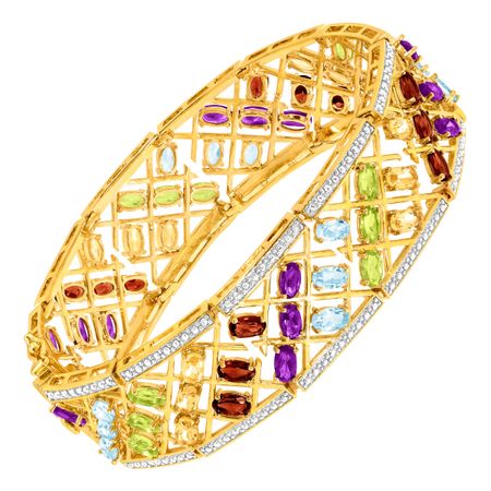 Multi Semi-Precious Stone Bracelet with Diamonds