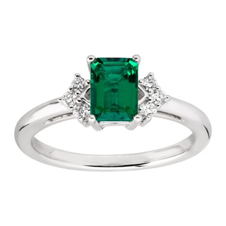 7/8 ct Emerald & 1/10 ct Diamond Ring