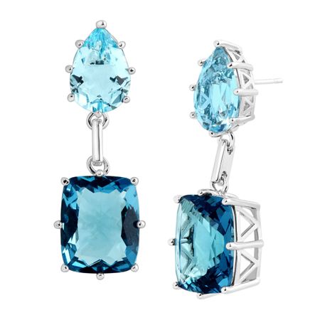 32 ct Sky Blue Topaz & Spinel Drop Earrings