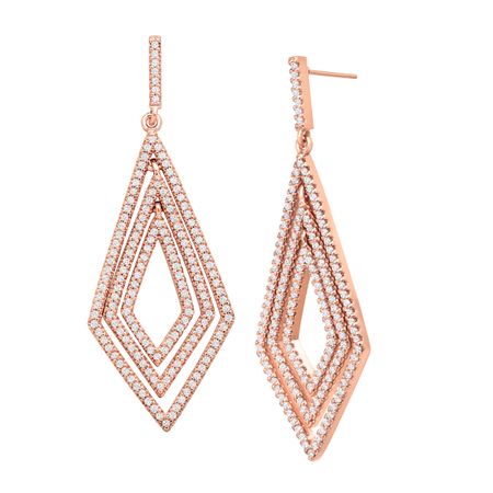 Geometric Drop Earrings with Cubic Zirconia