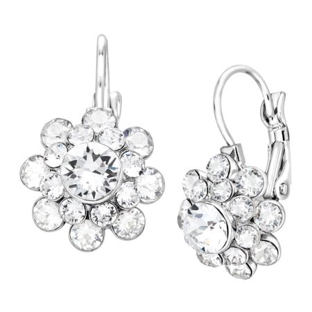 Flower Drop Earrings with Swarovski Crystals