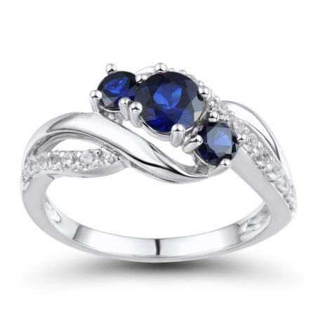 Blue & White Sapphire Bypass Ring