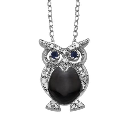 Owl Pendant with Sapphires