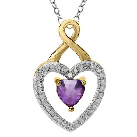 Amethyst Heart Pendant with Diamond