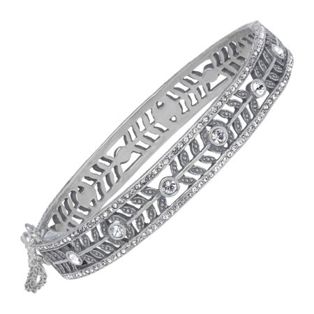 Art Nouveau Bangle Bracelet with Swarovski Crystals