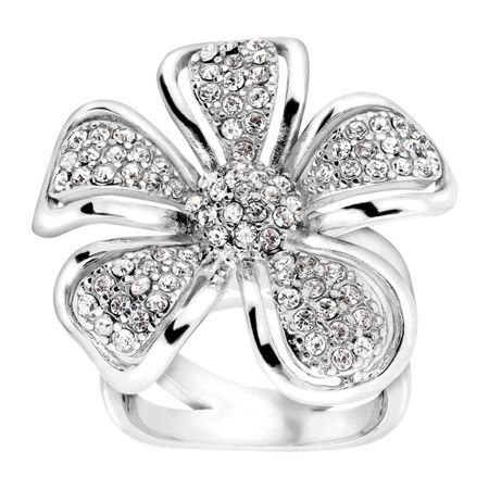 Flower Ring with Czech Crystals