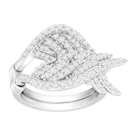 Angel Wings Swing Ring with Cubic Zirconia