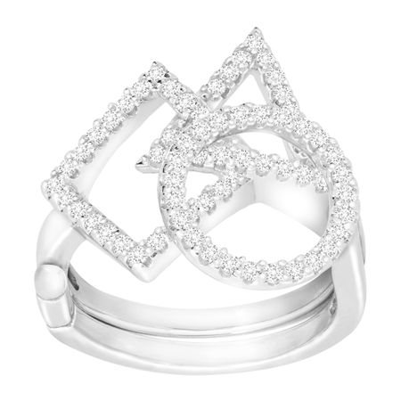 Geometric Shapes Swing Ring with Cubic Zirconia