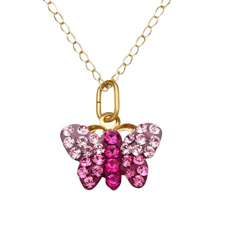 Girl's Butterfly Pendant with Swarovski Crystals