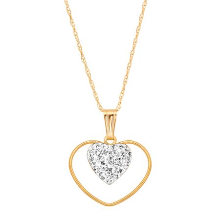 Double Open Heart Pendant with Crystals
