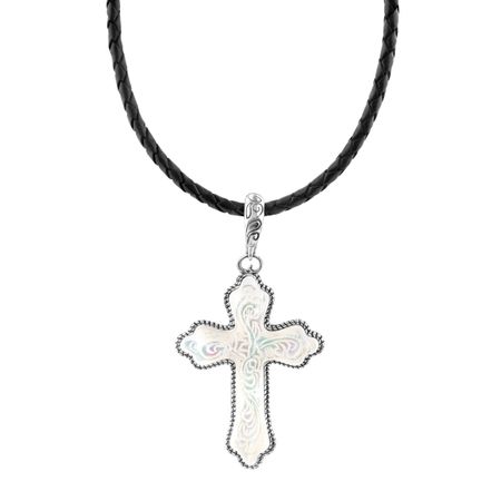 Mother-of-Pearl Carved Cross Pendant
