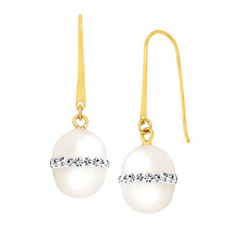 Pearl Drop Earrings with Swarovski Crystals
