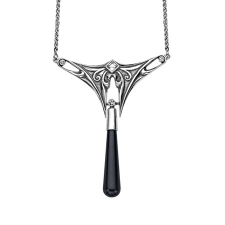 Art Deco Glass Drop Necklace with Swarovski Crystals