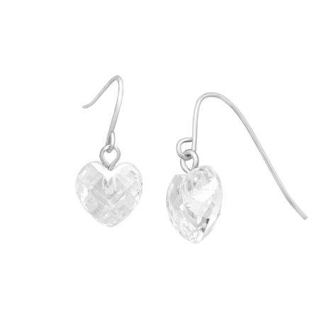 Cubic Zirconia Heart Drop Earrings
