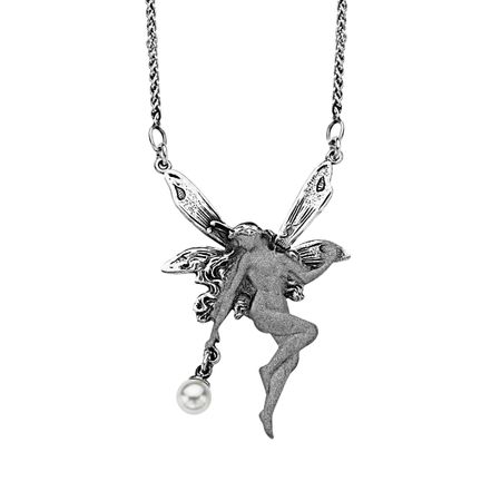Art Nouveau Pearl Fairy Necklace