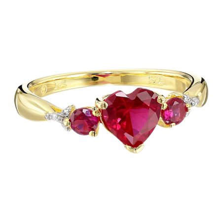 1 1/4 ct Triple Heart Ruby Ring with Diamonds