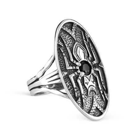 Black Spinel Spider Ring
