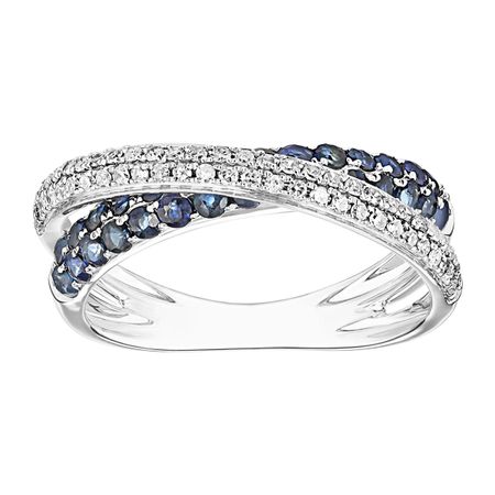5/8 ct Sapphire & 1/3 ct Diamond Overlapping Band Ring