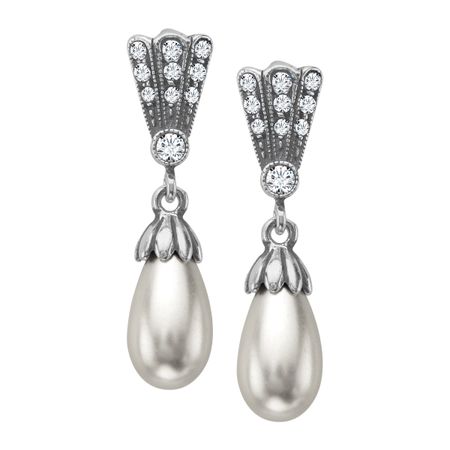 Art Deco Pearl Drop Earrings with Swarovski Crystals