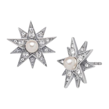 Victorian Pearl Star Earrings with Swarovski Crystals