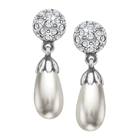 Victorian Pearl Drop Earrings with Swarovski Crystals