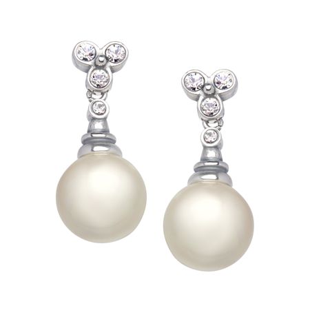 Art Deco Pearl Drop Earrings with Swarovski Crystals