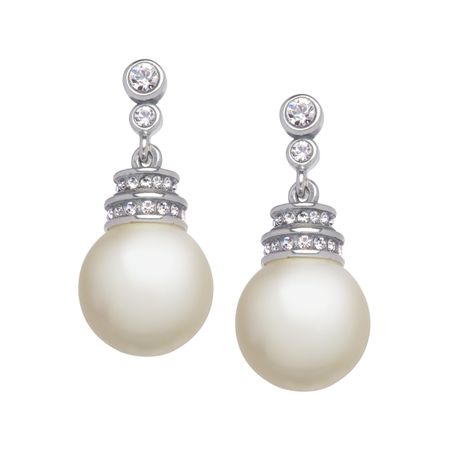 Art Deco Pearl Drop Earrings with Swarovski Crystals
