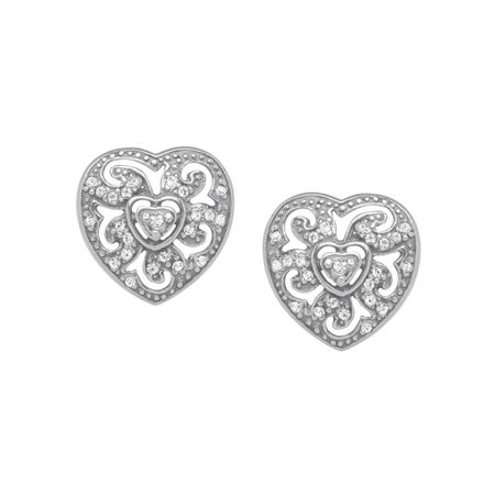 Art Nouveau Heart Earrings with Swarovski Crystals