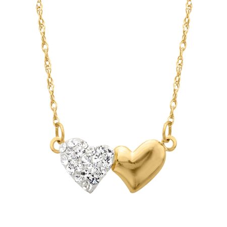 Double Heart Necklace with Swarovski Crystals