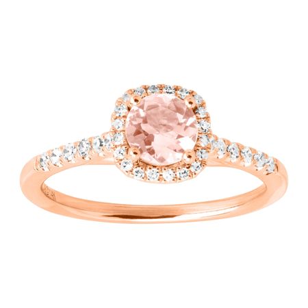 Morganite & 1/5 ct Diamond Halo Ring