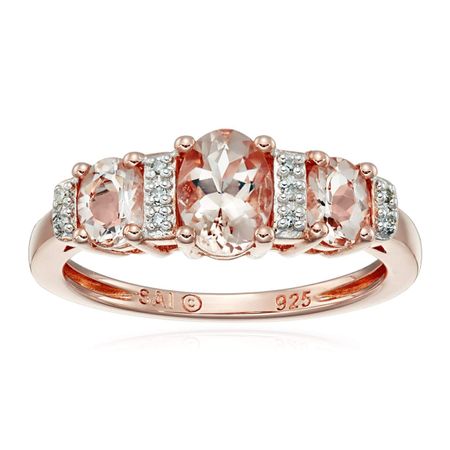 Morganite Three-Stone Ring With Diamonds