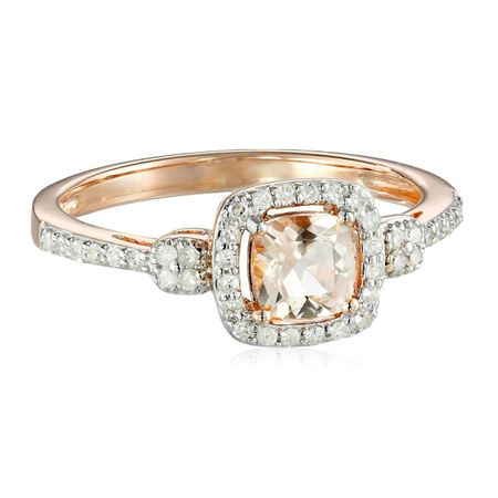 Morganite & 1/5 ct Diamond Cushion Ring
