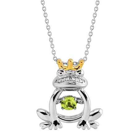 Peridot & White Sapphire Frog Prince Floater Pendant