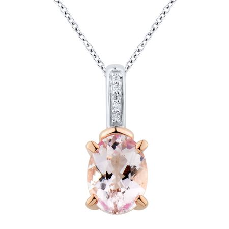 Oval Morganite Pendant with Diamonds