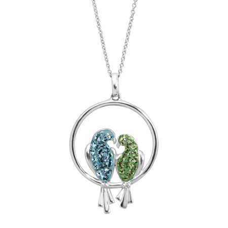 Love Birds Pendant with Swarovski Crystals